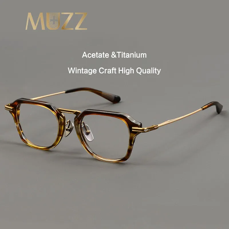 Muzz Unisex Full Rim Square Acetate Titanium Eyeglasses Dl413