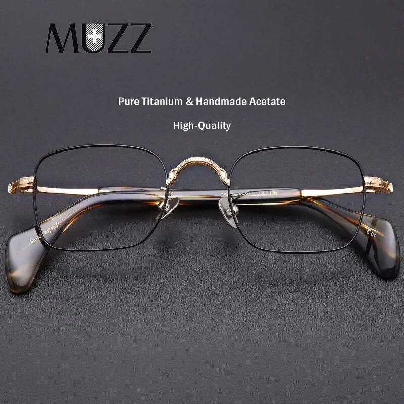 Muzz Unisex Full Rim Square Hand Crafted Titanium Acetate Frame Eyeglasses M3660