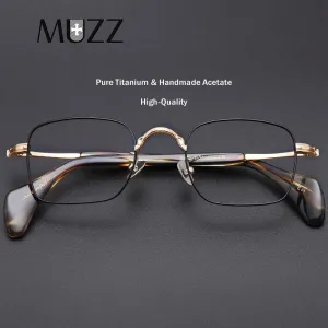 Muzz Unisex Full Rim Square Hand Crafted Titanium Acetate Frame Eyeglasses M3660