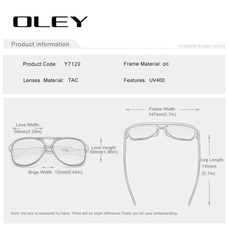 Oley Unisex Full Rim Round Acetate Titanium Frame Polarized Sunglasses Y7129