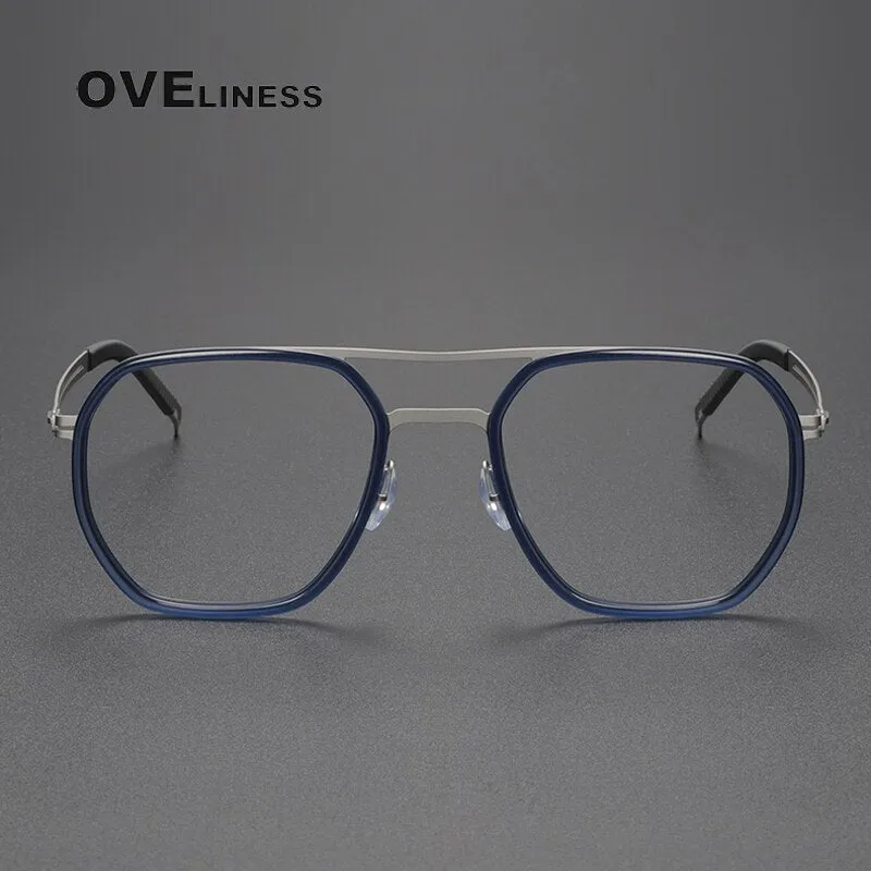 Oveliness Full Rim Square Double Bridge Titanium Eyeglasses 8202310