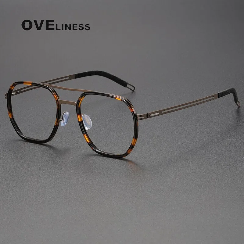 Oveliness Full Rim Square Double Bridge Titanium Eyeglasses 8202310