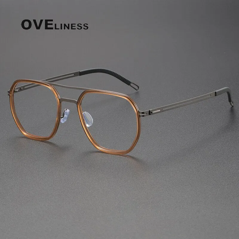 Oveliness Full Rim Square Double Bridge Titanium Eyeglasses 8202310