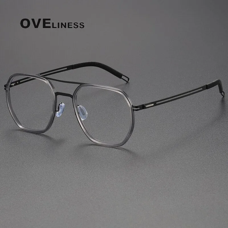 Oveliness Full Rim Square Double Bridge Titanium Eyeglasses 8202310