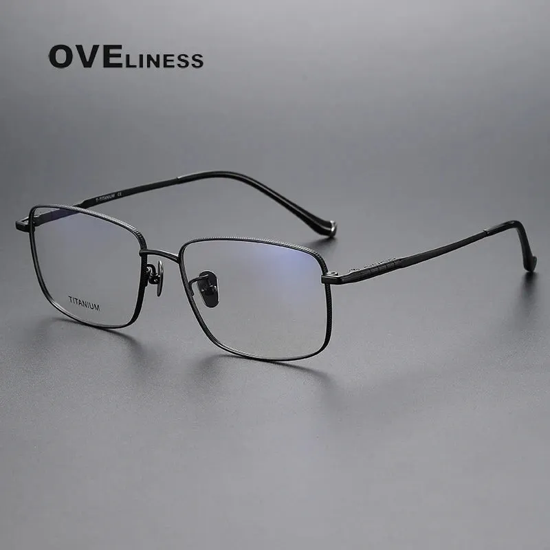 Oveliness Men's Full Rim Square Titanium Eyeglasses 80902