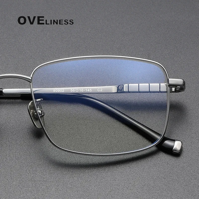 Oveliness Men's Full Rim Square Titanium Eyeglasses 80902