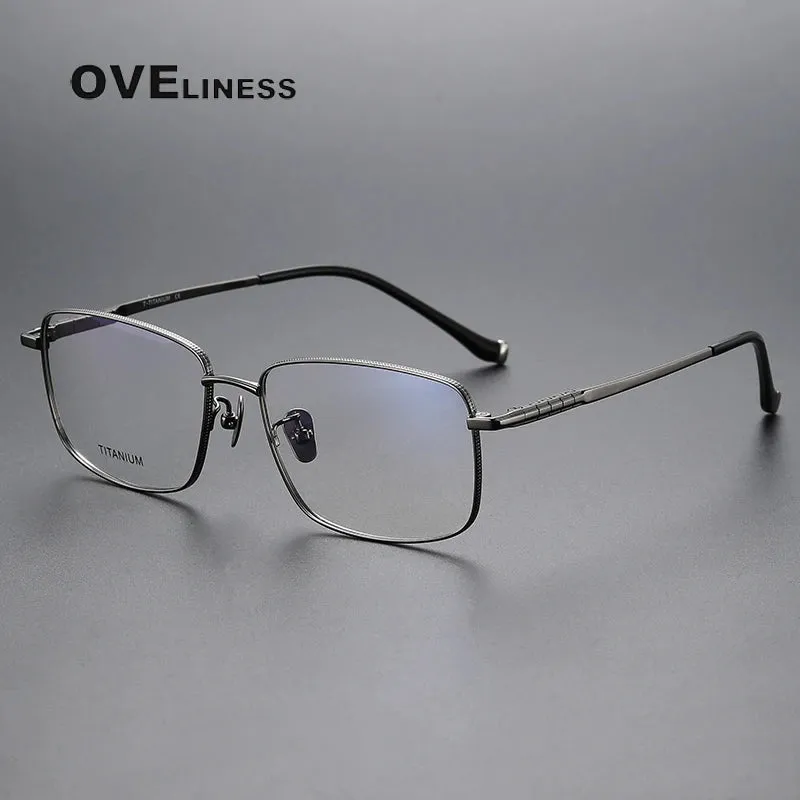 Oveliness Men's Full Rim Square Titanium Eyeglasses 80902