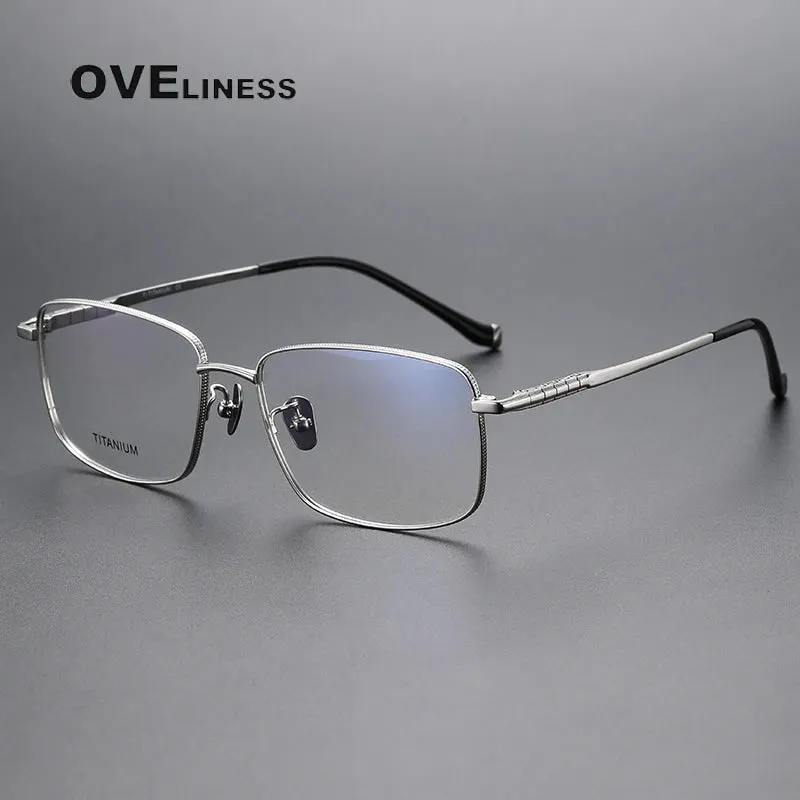 Oveliness Men's Full Rim Square Titanium Eyeglasses 80902