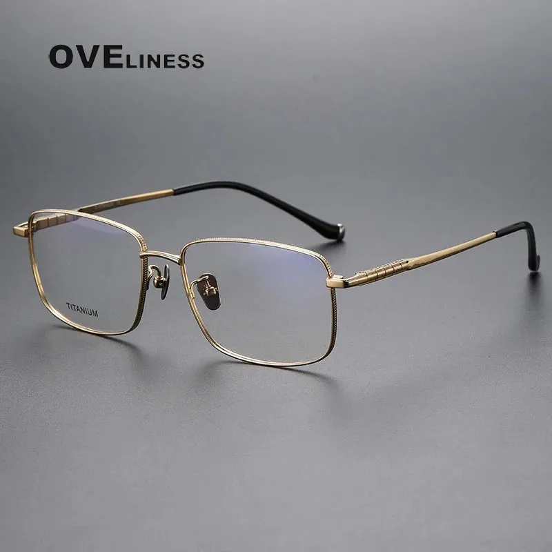 Oveliness Men's Full Rim Square Titanium Eyeglasses 80902