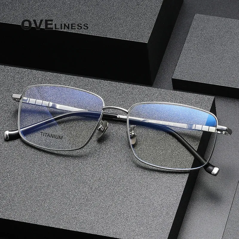 Oveliness Men's Full Rim Square Titanium Eyeglasses 80902