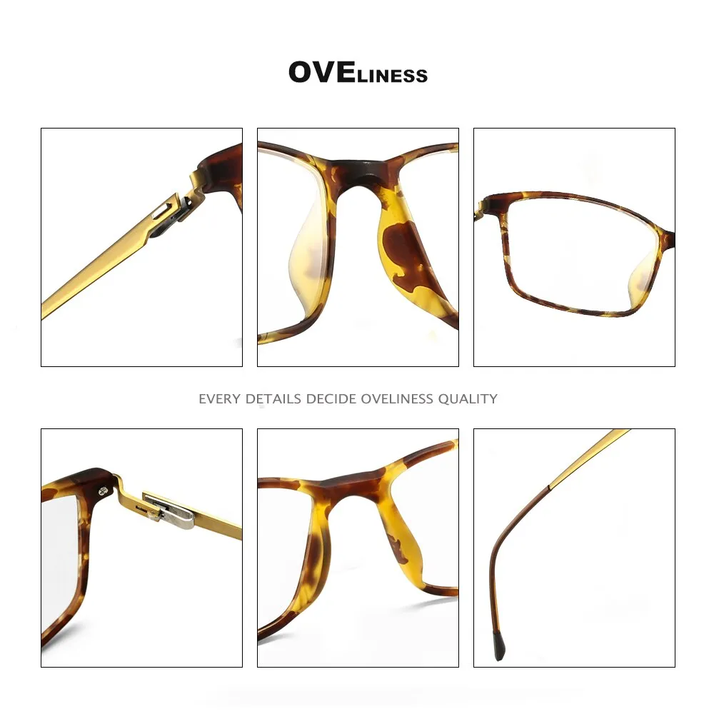 Oveliness Men's Full Rim Square Tr 90 Titanium Eyeglasses Ol98p55