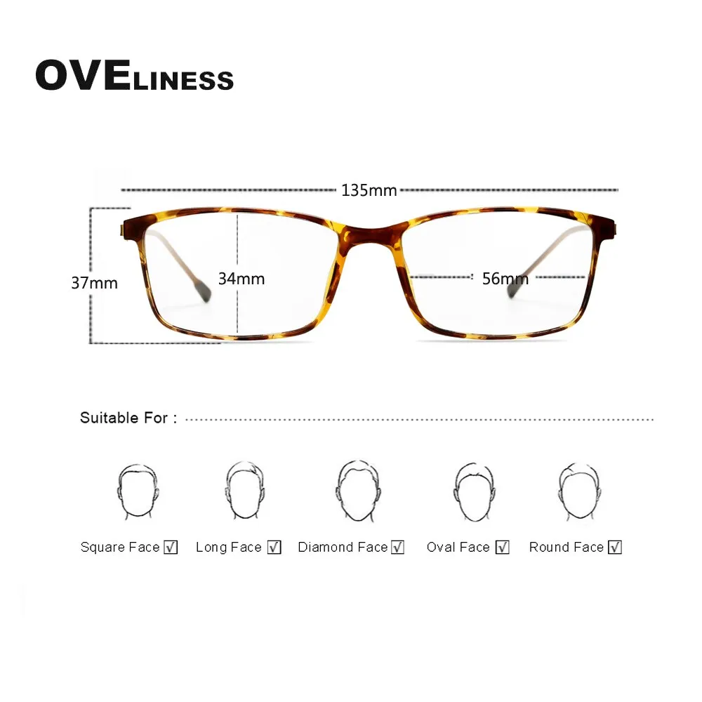 Oveliness Men's Full Rim Square Tr 90 Titanium Eyeglasses Ol98p55