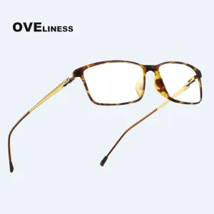 Oveliness Men's Full Rim Square Tr 90 Titanium Eyeglasses Ol98p55