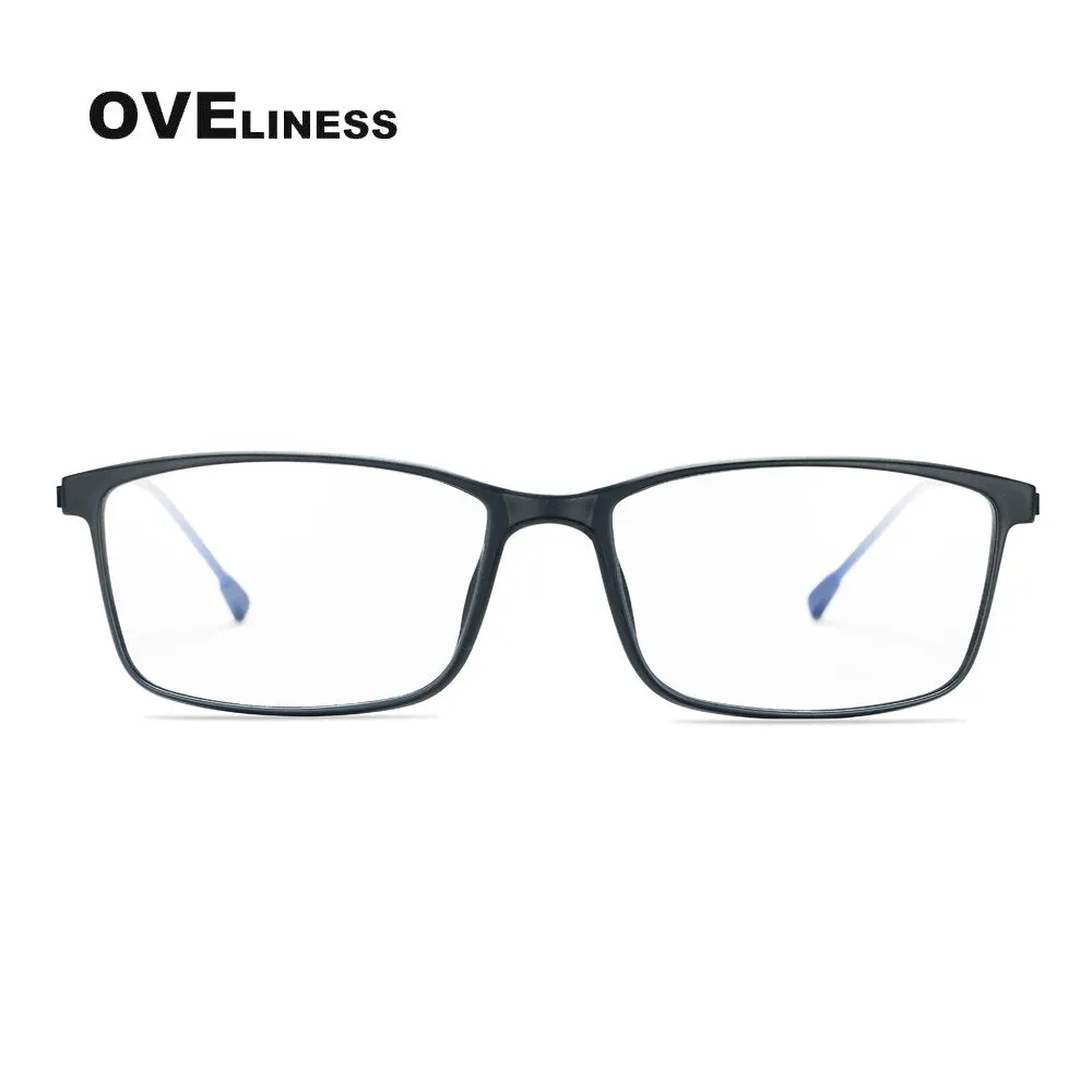 Oveliness Men's Full Rim Square Tr 90 Titanium Eyeglasses Ol98p55