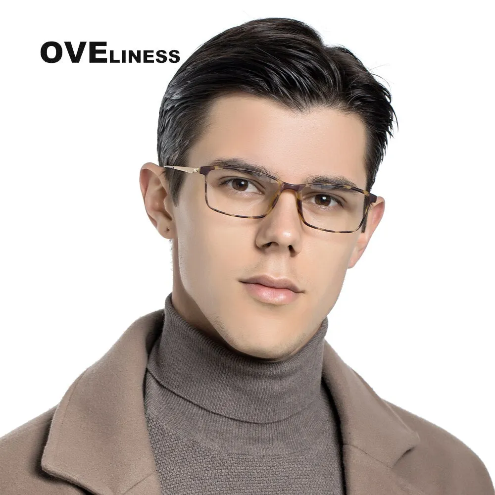 Oveliness Men's Full Rim Square Tr 90 Titanium Eyeglasses Ol98p55