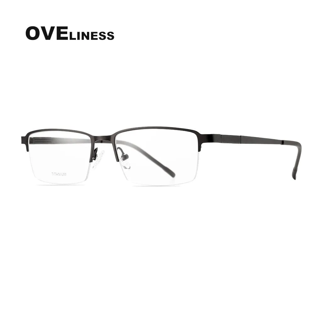 Oveliness Men's Semi Rim Square Titanium Alloy Eyeglasses Ol9877p