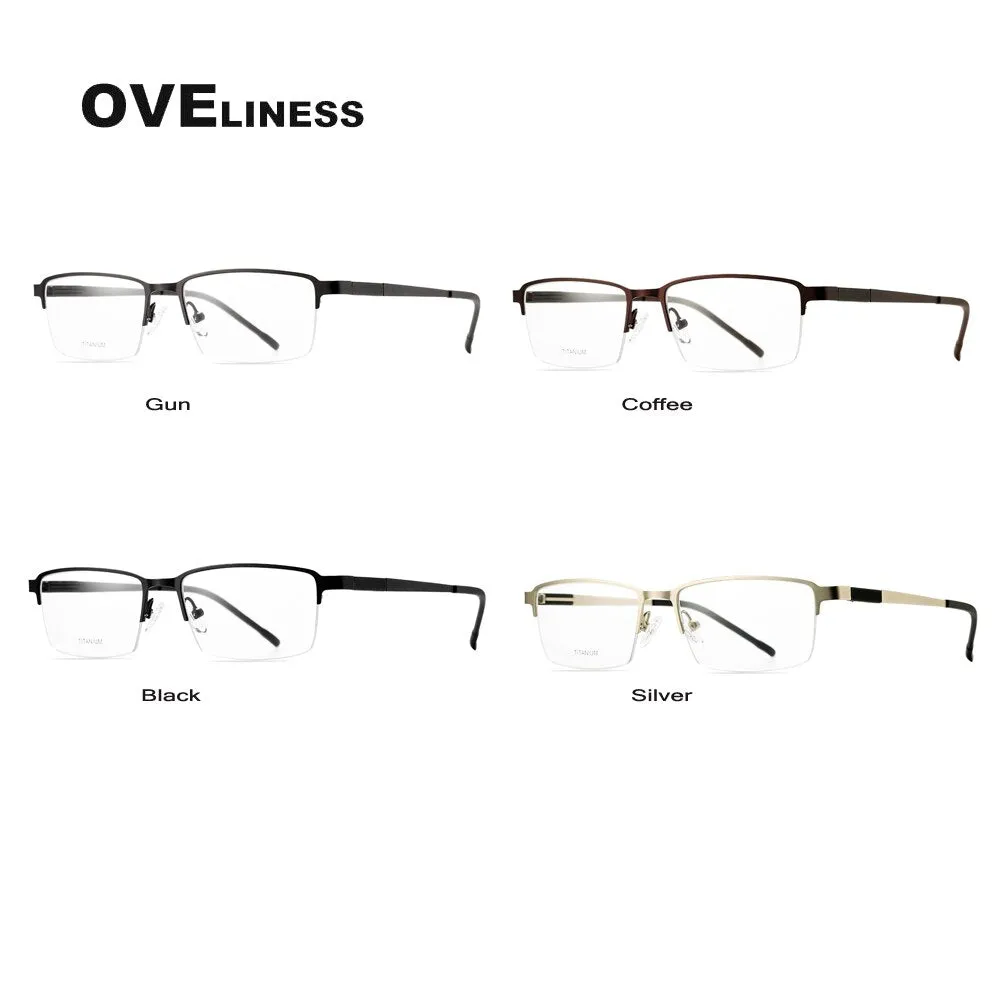 Oveliness Men's Semi Rim Square Titanium Alloy Eyeglasses Ol9877p