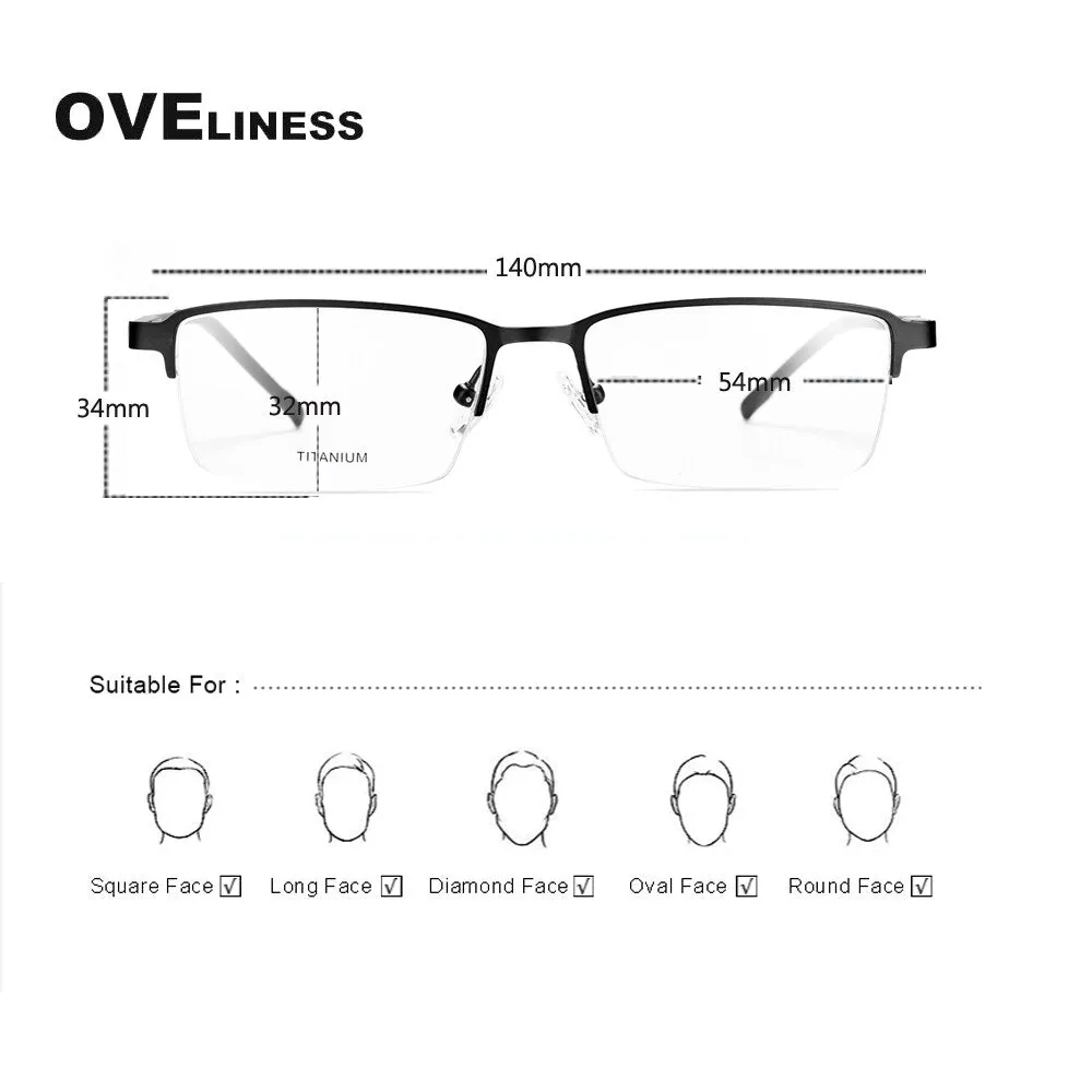 Oveliness Men's Semi Rim Square Titanium Alloy Eyeglasses Ol9877p