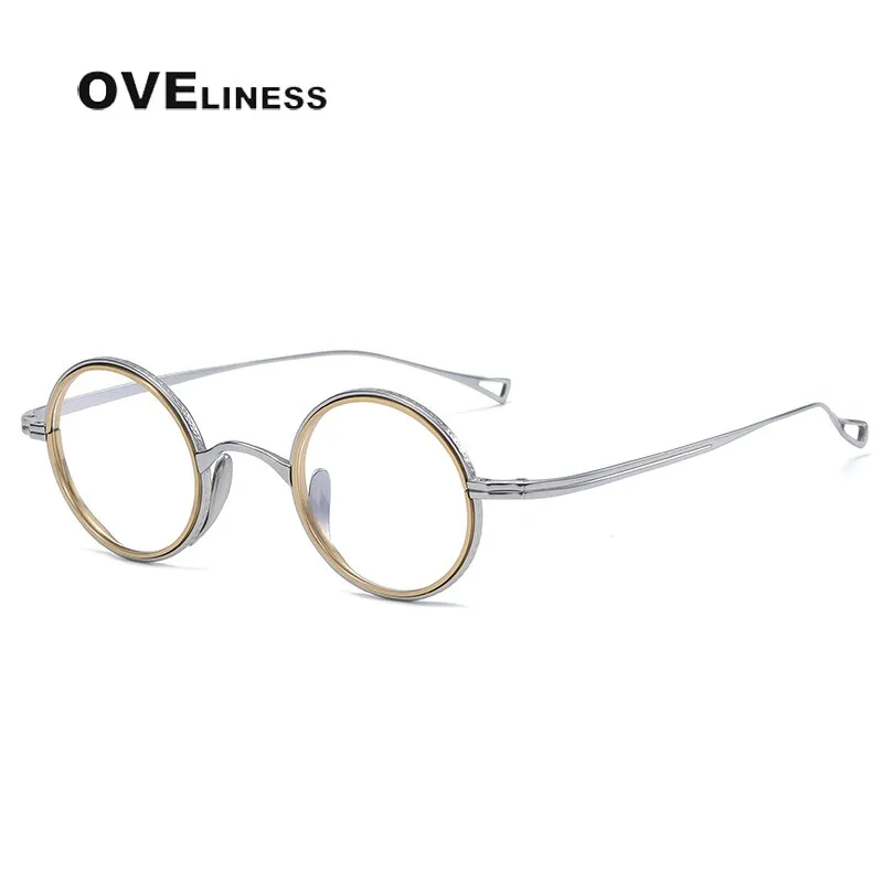 Oveliness Unisex Full Rim Round Acetate Titanium Eyeglasses 123