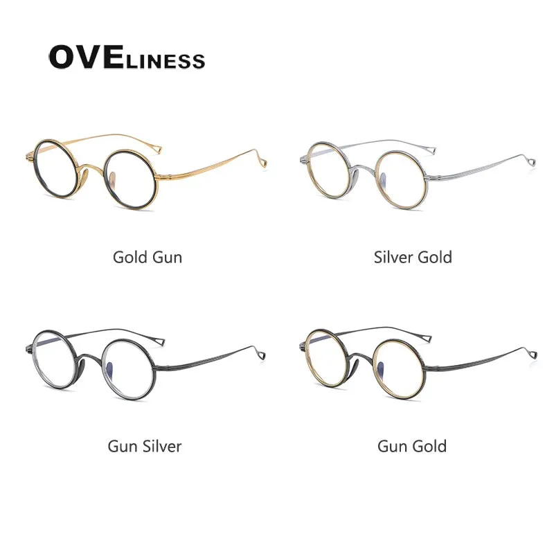 Oveliness Unisex Full Rim Round Acetate Titanium Eyeglasses 123