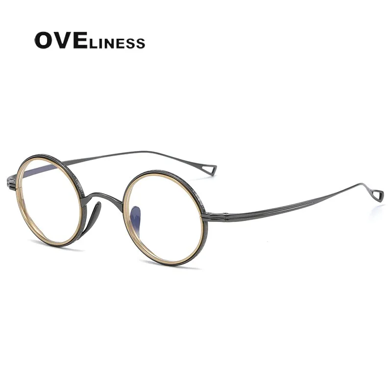 Oveliness Unisex Full Rim Round Acetate Titanium Eyeglasses 123