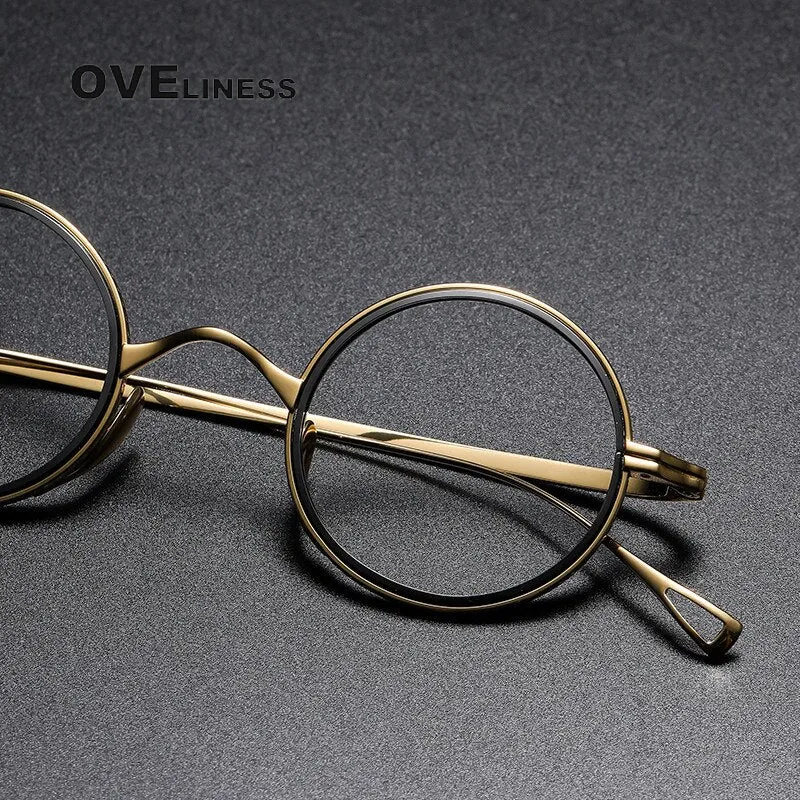 Oveliness Unisex Full Rim Round Acetate Titanium Eyeglasses 123