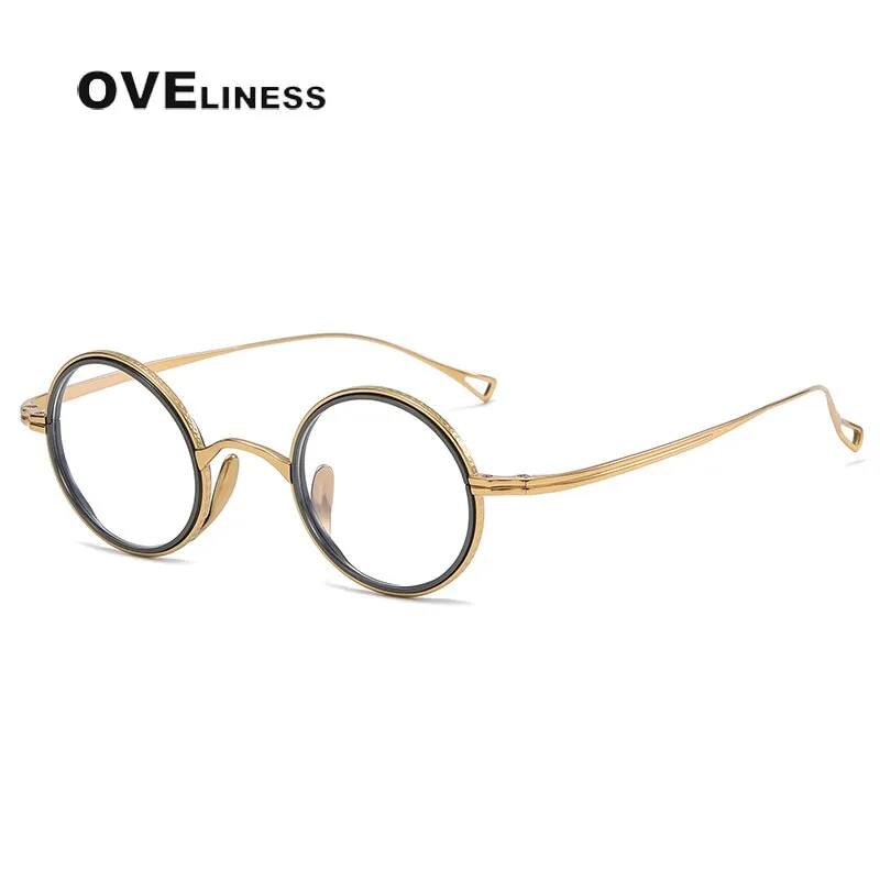 Oveliness Unisex Full Rim Round Acetate Titanium Eyeglasses 123