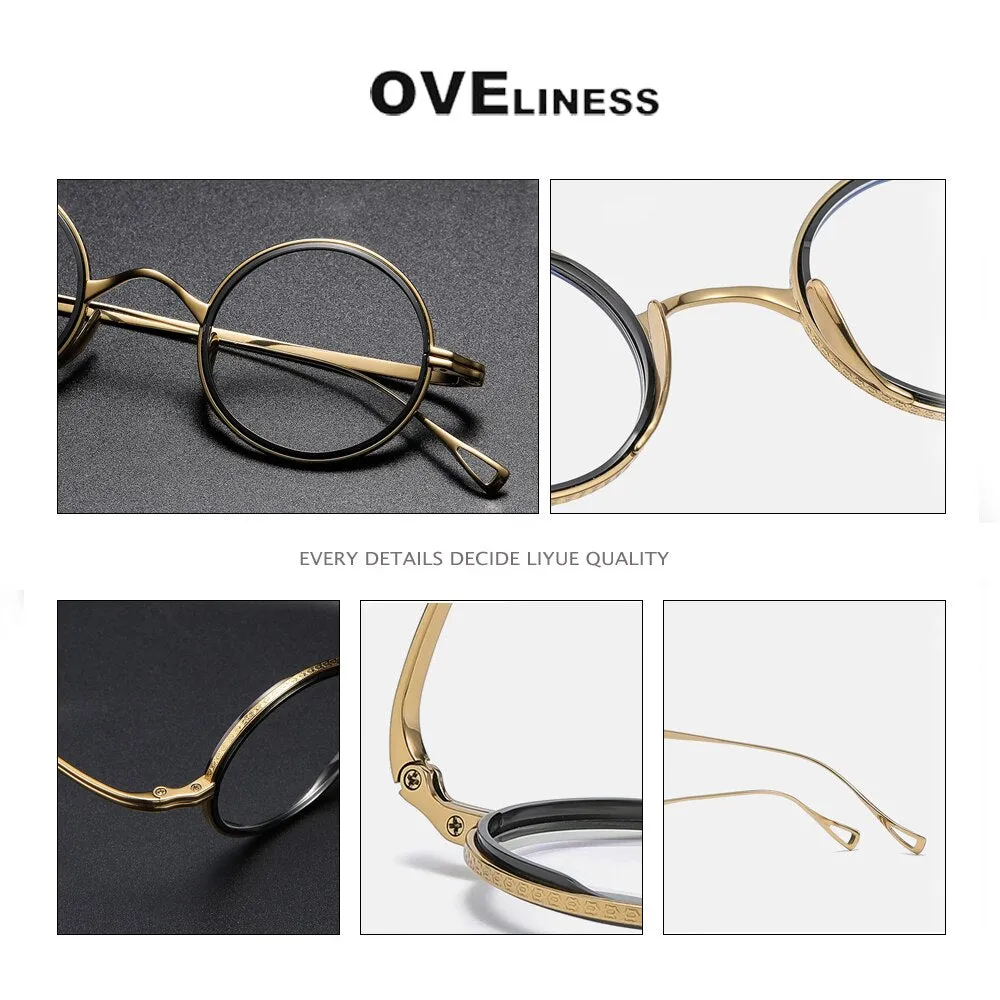 Oveliness Unisex Full Rim Round Acetate Titanium Eyeglasses 123