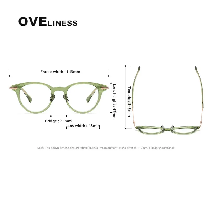 Oveliness Unisex Full Rim Round Acetate Titanium Eyeglasses 4722