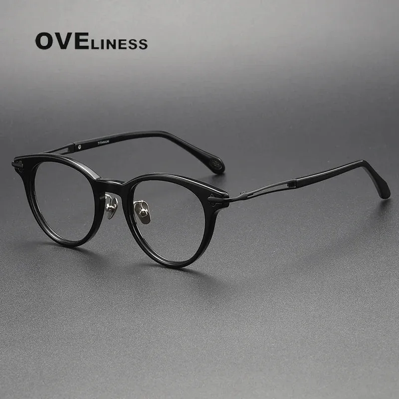 Oveliness Unisex Full Rim Round Acetate Titanium Eyeglasses 4722