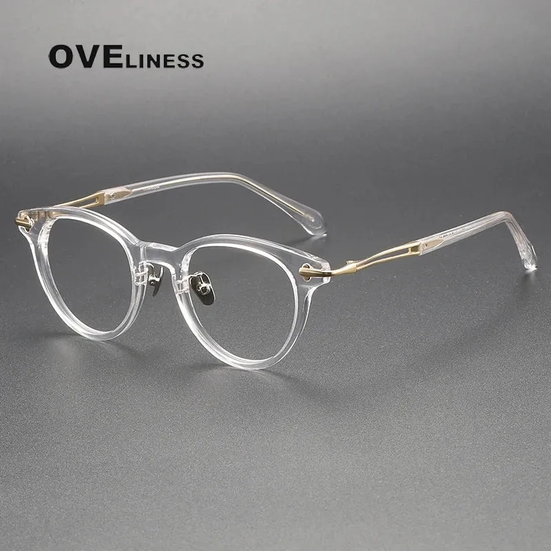 Oveliness Unisex Full Rim Round Acetate Titanium Eyeglasses 4722