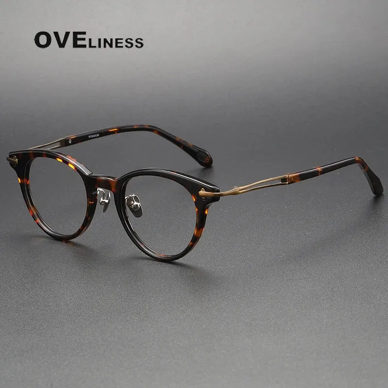 Oveliness Unisex Full Rim Round Acetate Titanium Eyeglasses 4722