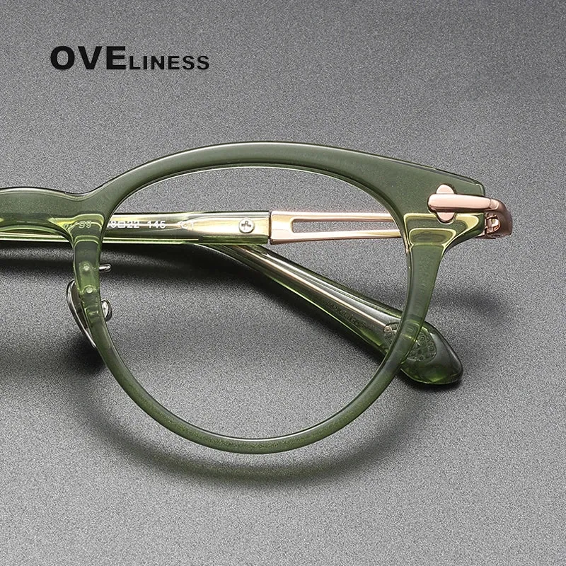 Oveliness Unisex Full Rim Round Acetate Titanium Eyeglasses 4722