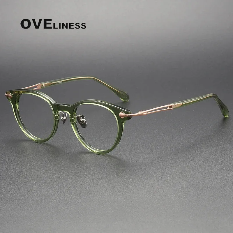 Oveliness Unisex Full Rim Round Acetate Titanium Eyeglasses 4722