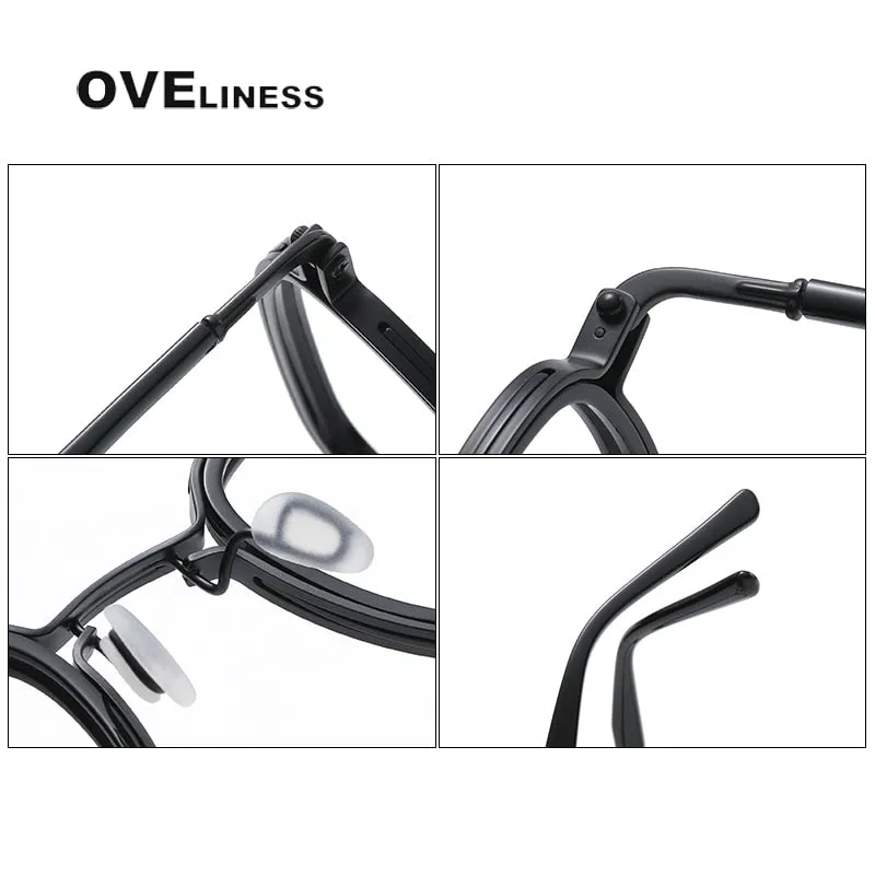 Oveliness Unisex Full Rim Round Square Acetate Titanium Eyeglasses 5863