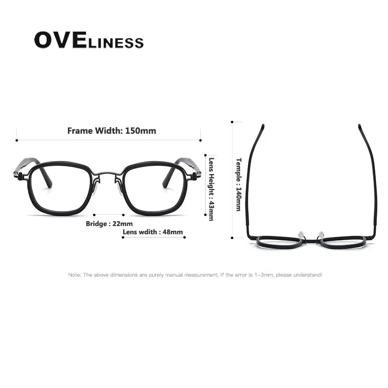 Oveliness Unisex Full Rim Round Square Acetate Titanium Eyeglasses 5863