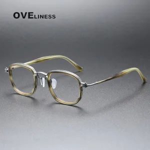 Oveliness Unisex Full Rim Round Square Acetate Titanium Eyeglasses 5863