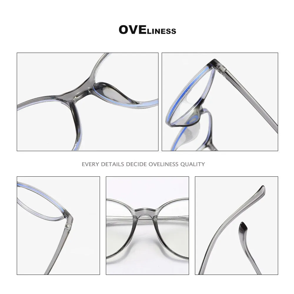 Oveliness Unisex Full Rim Round Square Tr 90 Titanium Eyeglasses 8075