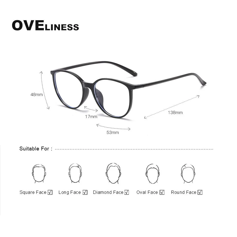 Oveliness Unisex Full Rim Round Square Tr 90 Titanium Eyeglasses 8075