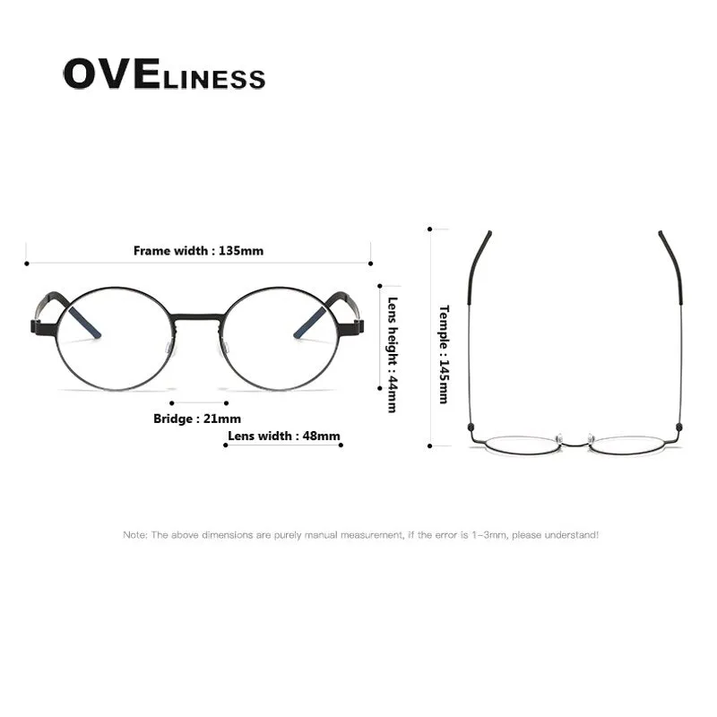 Oveliness Unisex Full Rim Round Titanium Eyeglasses 9610