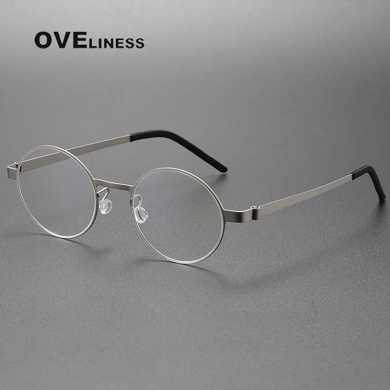 Oveliness Unisex Full Rim Round Titanium Eyeglasses 9610