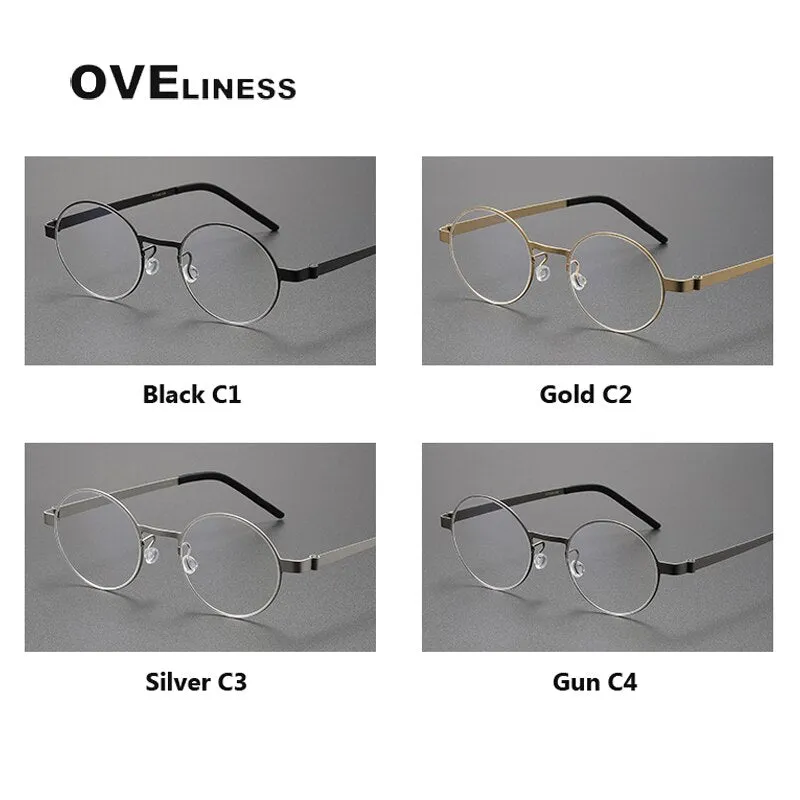 Oveliness Unisex Full Rim Round Titanium Eyeglasses 9610