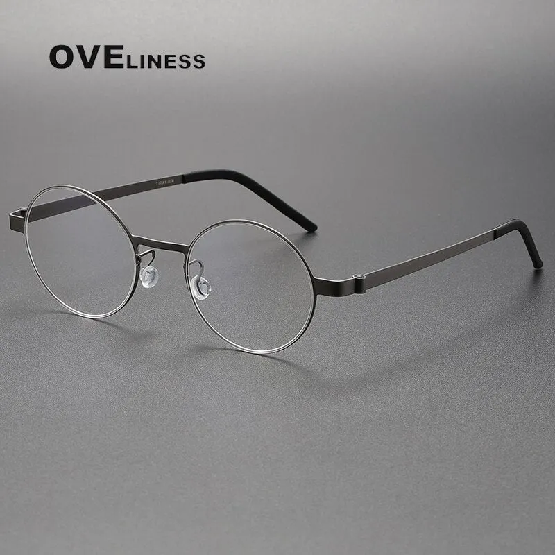 Oveliness Unisex Full Rim Round Titanium Eyeglasses 9610