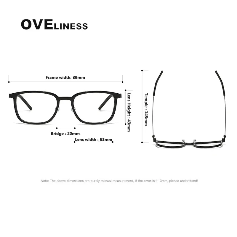 Oveliness Unisex Full Rim Square Acetate Titanium Eyeglasses 1852