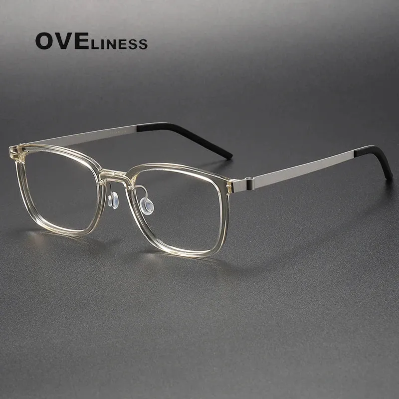 Oveliness Unisex Full Rim Square Acetate Titanium Eyeglasses 1852