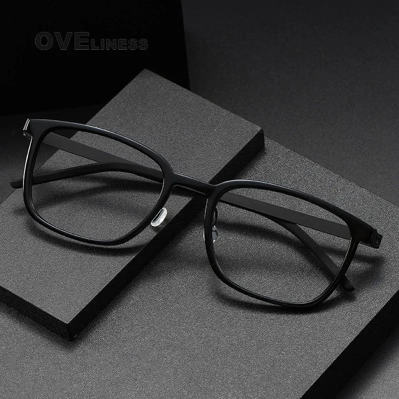 Oveliness Unisex Full Rim Square Acetate Titanium Eyeglasses 1852