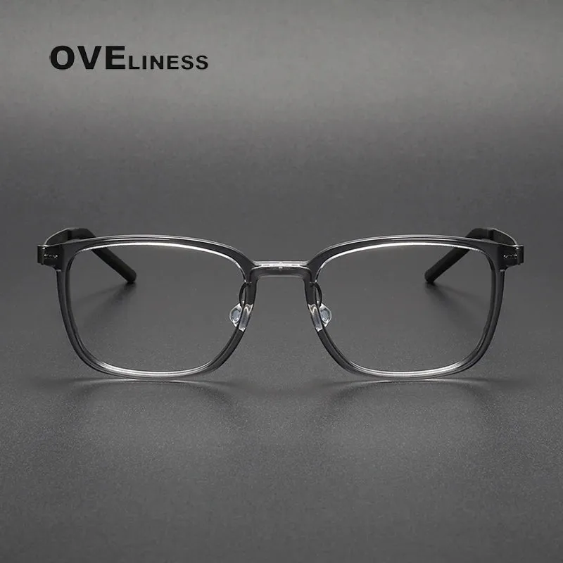 Oveliness Unisex Full Rim Square Acetate Titanium Eyeglasses 1852