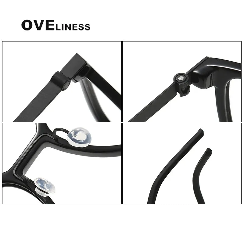 Oveliness Unisex Full Rim Square Acetate Titanium Eyeglasses 1852