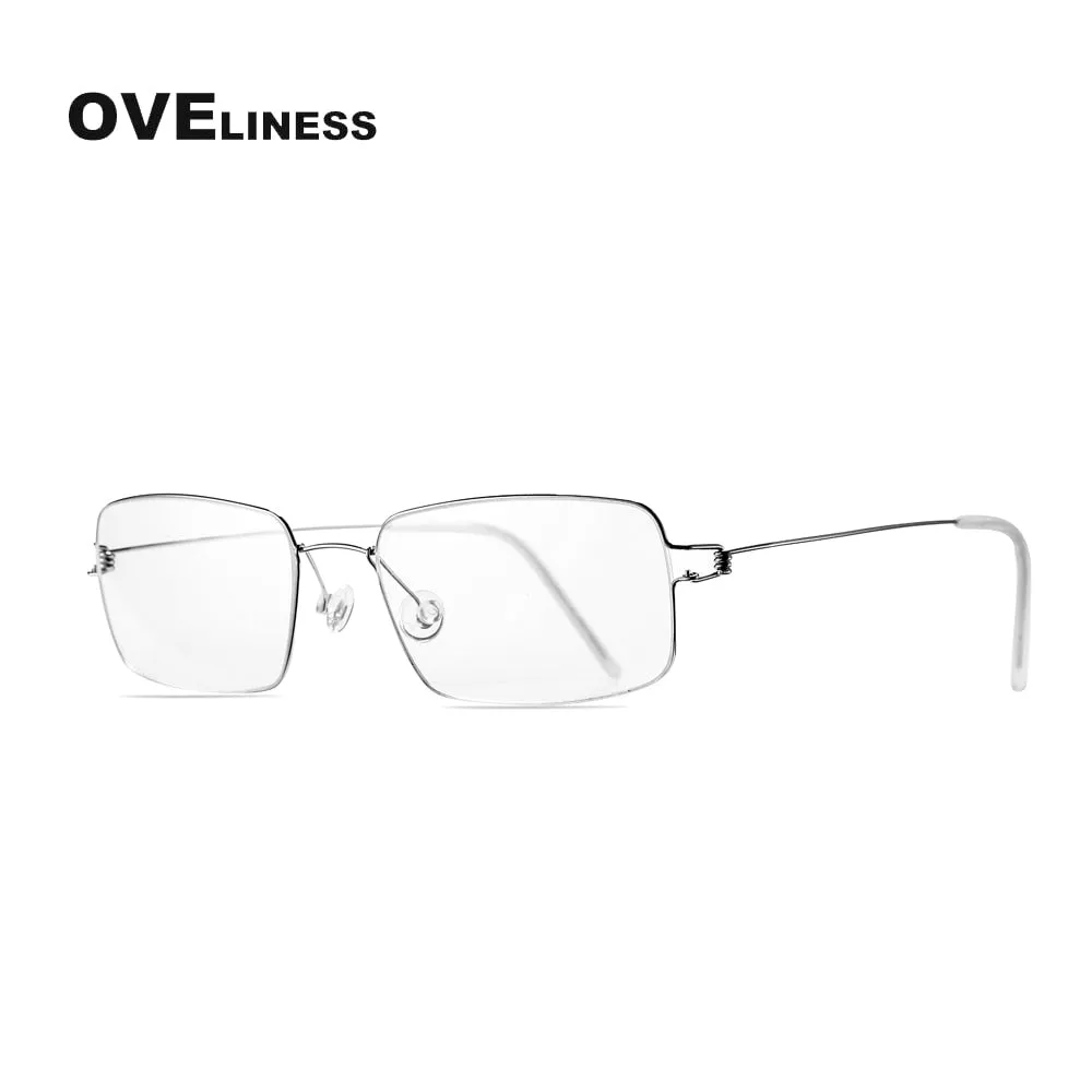 Oveliness Unisex Full Rim Square Screwless Titanium Alloy Eyeglasses