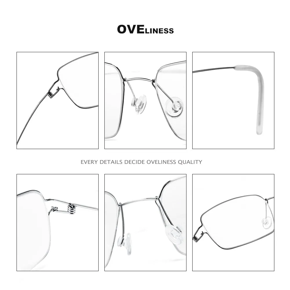 Oveliness Unisex Full Rim Square Screwless Titanium Alloy Eyeglasses